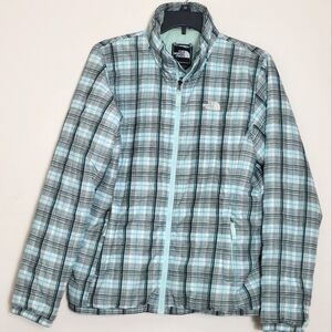 Women's The North Face Blue Plaid Quilted Puffer Jacket Size Large